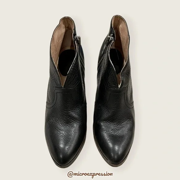 $379 Frye Harlow Campus Black Genuine Leather Zip Up Casual/Formal Ankle Bootie - Picture 3 of 10